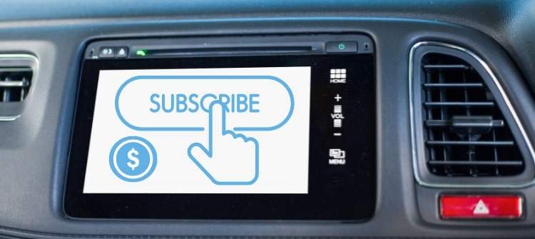 Car Feature Subscriptions on the Rise in 2025 Car dashboard screen displaying a "Subscribe" button, representing vehicle feature subscriptions in 2025.